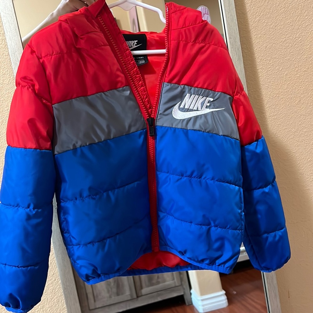 Boys Red and blue Nike just do it puffer jacket